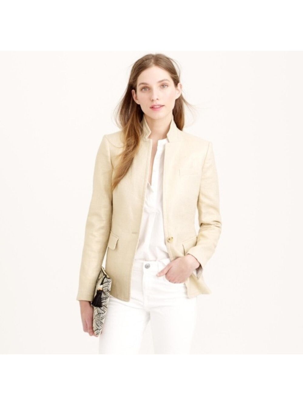 J. Crew Regent Blazer In Metallic Linen Size 4